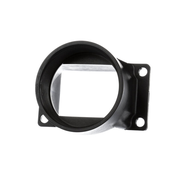 A black metal InSinkErator flange with a square hole.