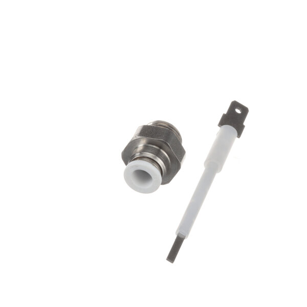 A metal and white Franke Probe connector.