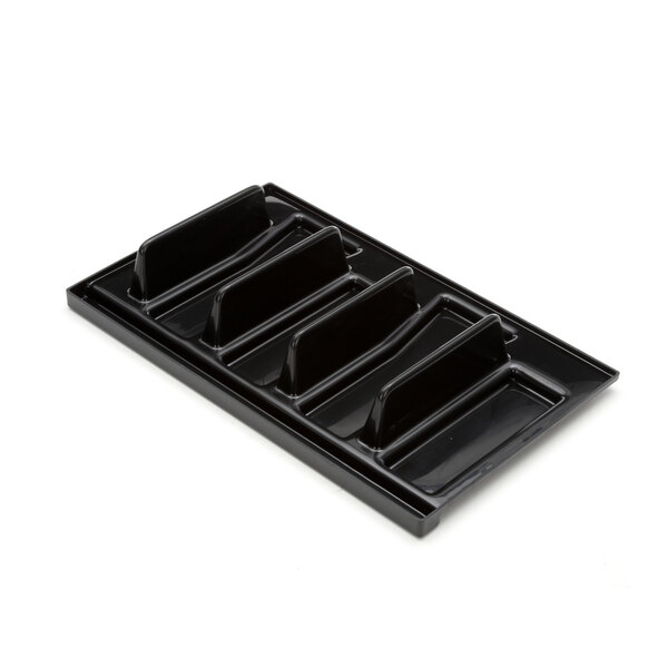 A black plastic tray with four compartments.