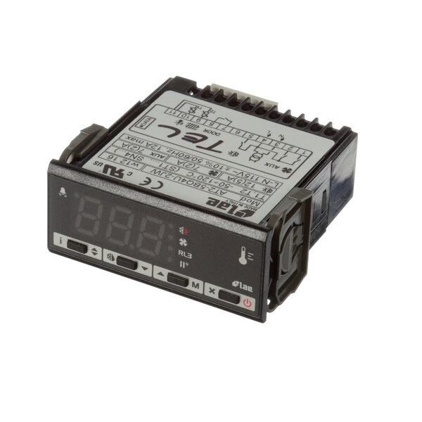 A black and white electronic digital control for refrigeration.