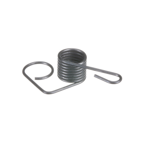 A metal spring with a black coil on one end.