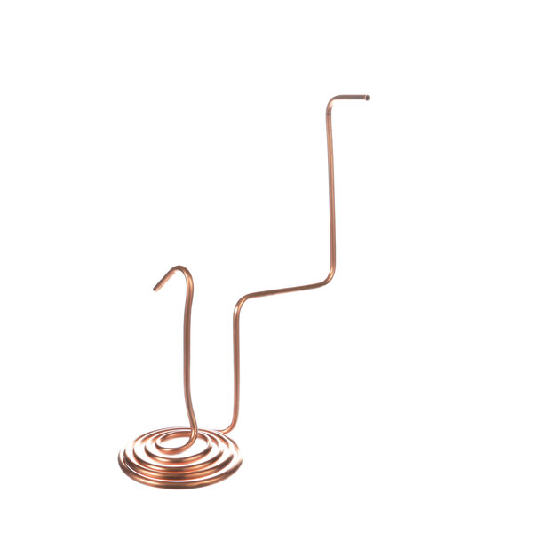 A copper spiral loop with a hook on the end.