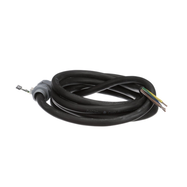 A black Rational power supply cable with a round end.