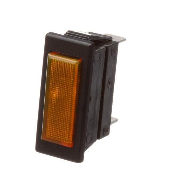 A rectangular orange Vulcan indicator light with a black plastic holder.