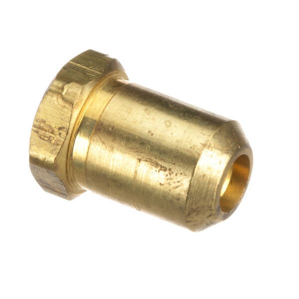 A close-up of a brass threaded brass nut on a Vulcan 00-418051-00044 orifice.