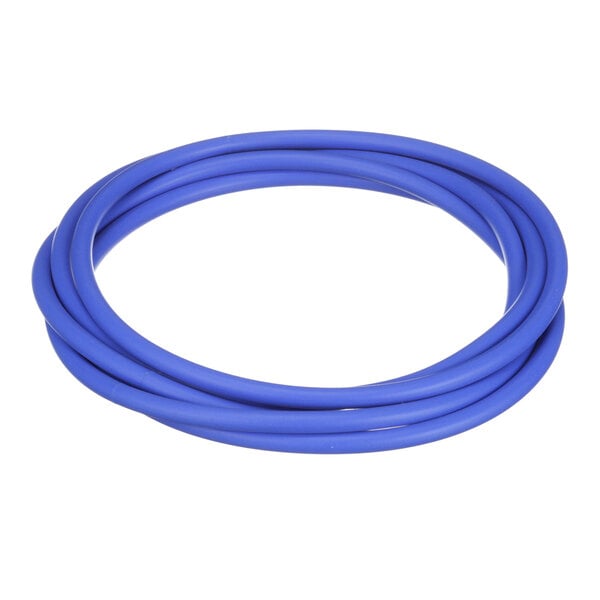 A blue rubber gasket collector tube for a fryer on a white background.