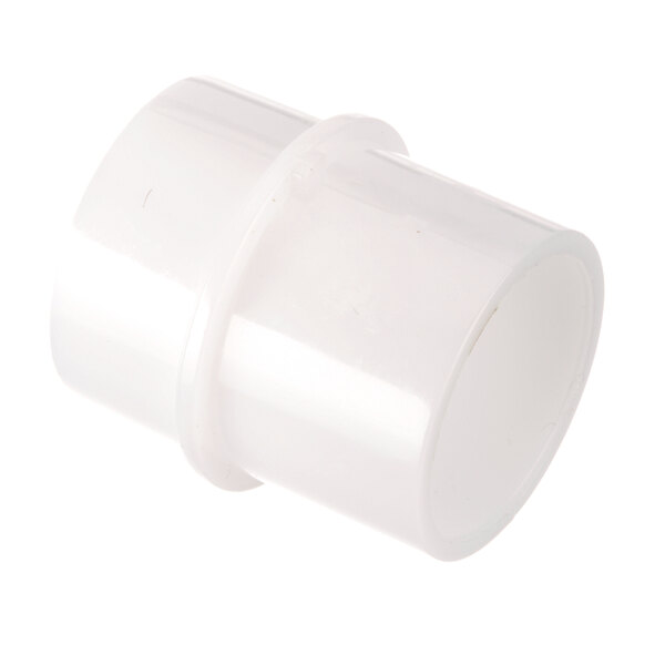 A white plastic pipe fitting.