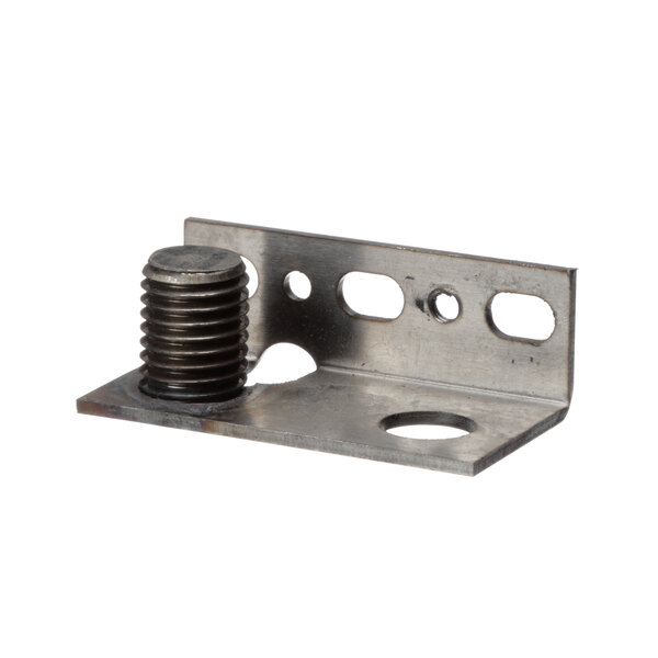 A Wells metal hinge bracket with a screw and nut.