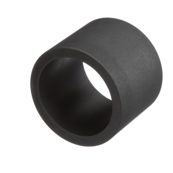 A close-up of a black cylindrical Revent graphite bushing with a hole.