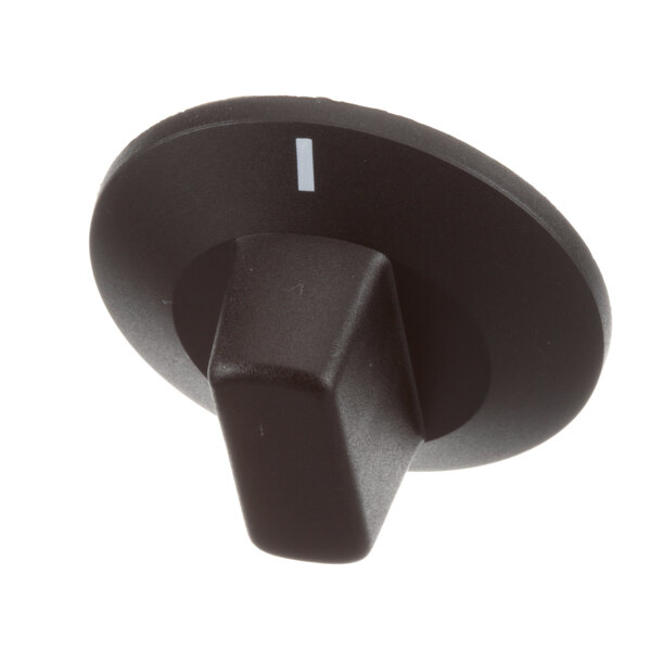 A black plastic Moffat knob with a white line.