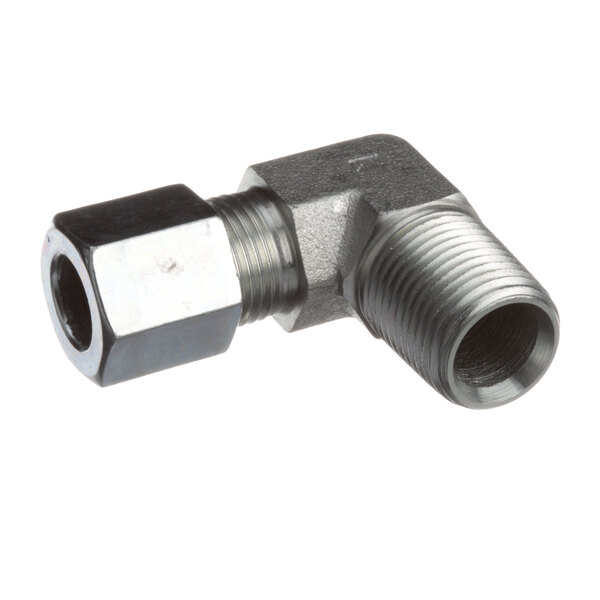 A Pitco stainless steel male pipe fitting with a threaded end.