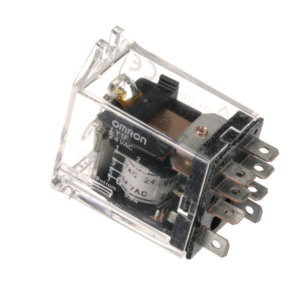 A Blodgett R3984 ice cube relay in a clear plastic box with a metal cover.