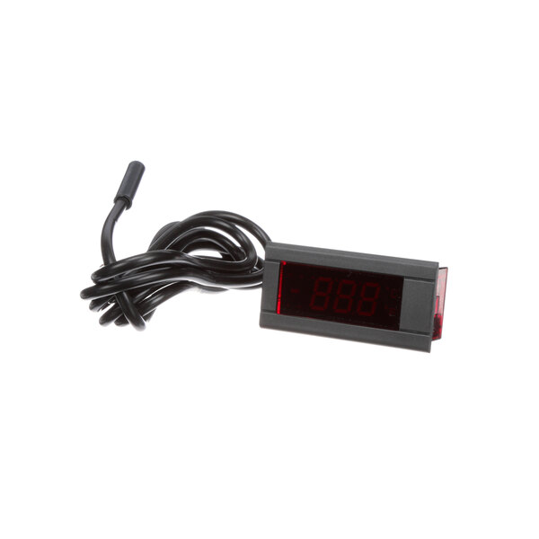 A black Duke digital thermometer with a cord.