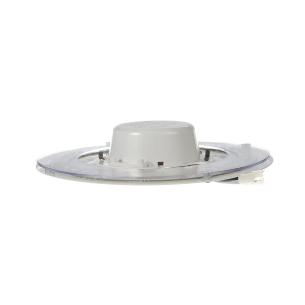 A white circular LED lamp with a white cap.