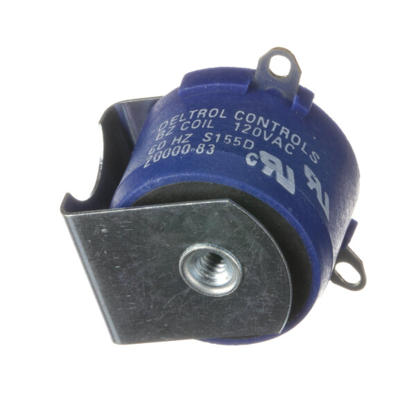 A blue and silver Doyon Baking Equipment ELS950 buzzer with a nut and bolt.