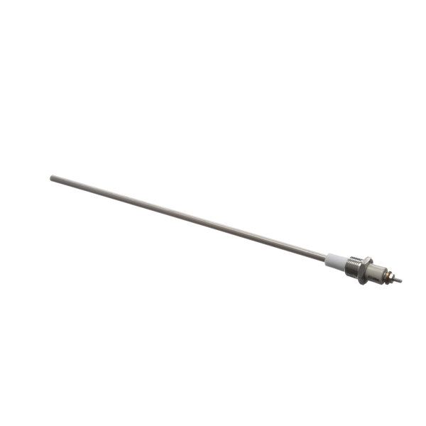 A long thin metal rod with a white cap.