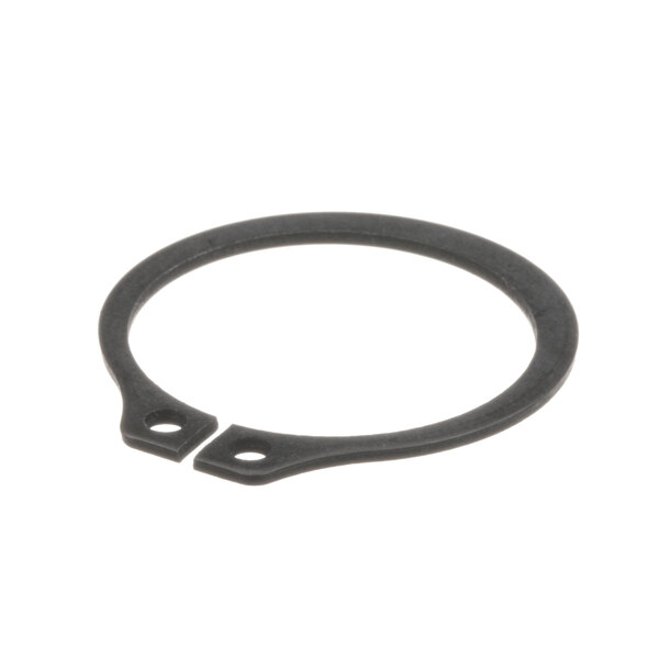 A black Hobart retaining ring with two holes in it.
