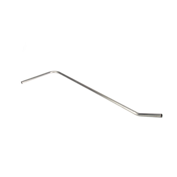 A long thin metal rod with a handle on one end on a white background.