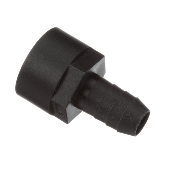A close-up of a black plastic Groen steam equipment adapter.