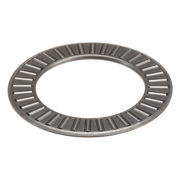 A circular metal Blakeslee thrust bearing with a hole in the center.
