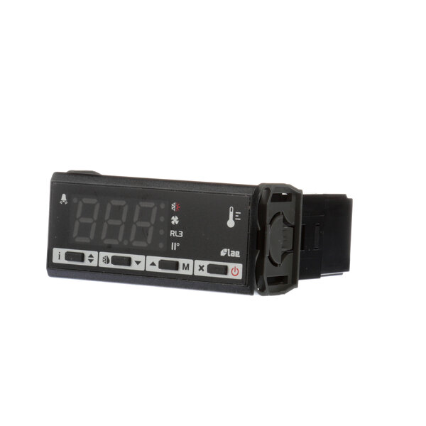 A black Master-Bilt digital temperature controller with white text.