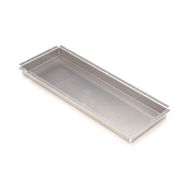 A Heatcraft rectangular metal condensate pan.