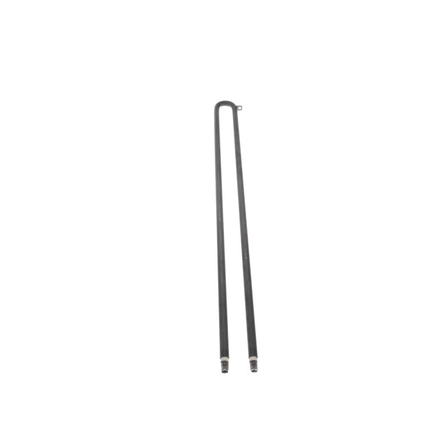 A pair of long black metal rods on a white background.
