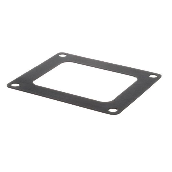 A black square gasket with holes.