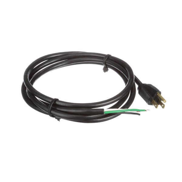 A black APW Wyott cord with a green wire on it and a green striped black wire.