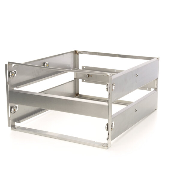 A Randell metal frame with screws and metal bars on a table.