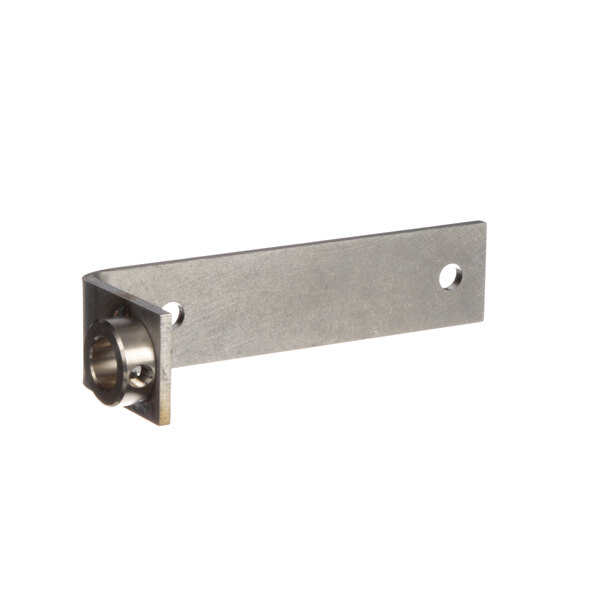 A Randell hinge with a screw hole in a metal plate.