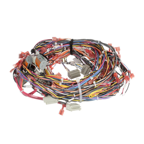 A Blodgett rear convection oven wire harness with many colorful wires.