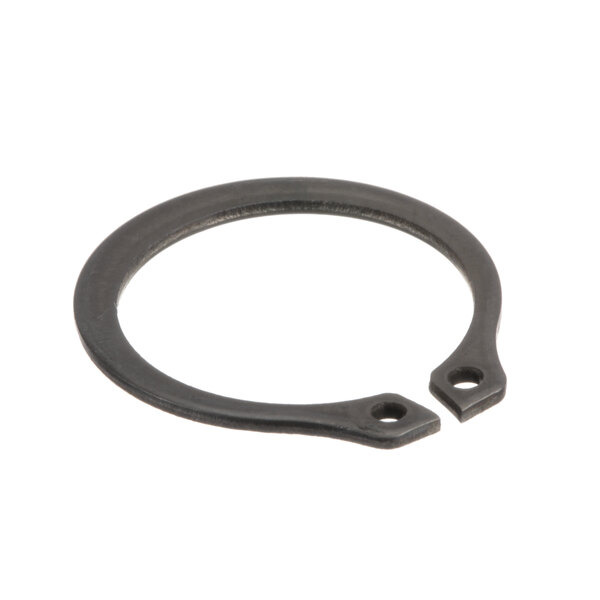 A black metal Jackson retaining ring with two holes.