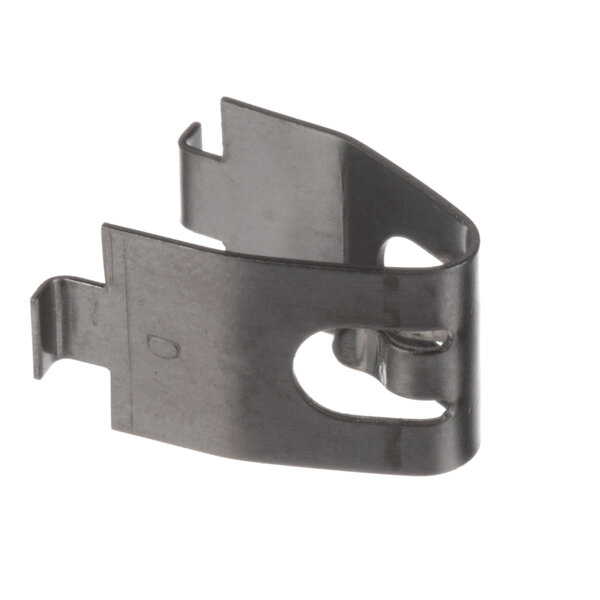 A metal clip with two holes on it, used to secure a capillary bulb.