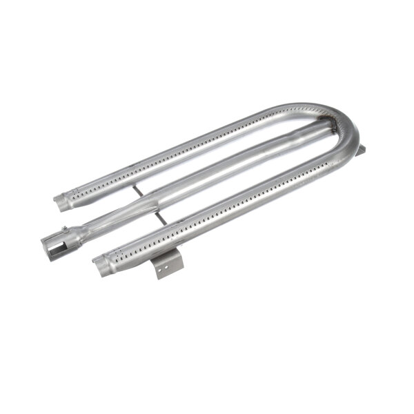A stainless steel US Range oven burner assembly with two pipes.