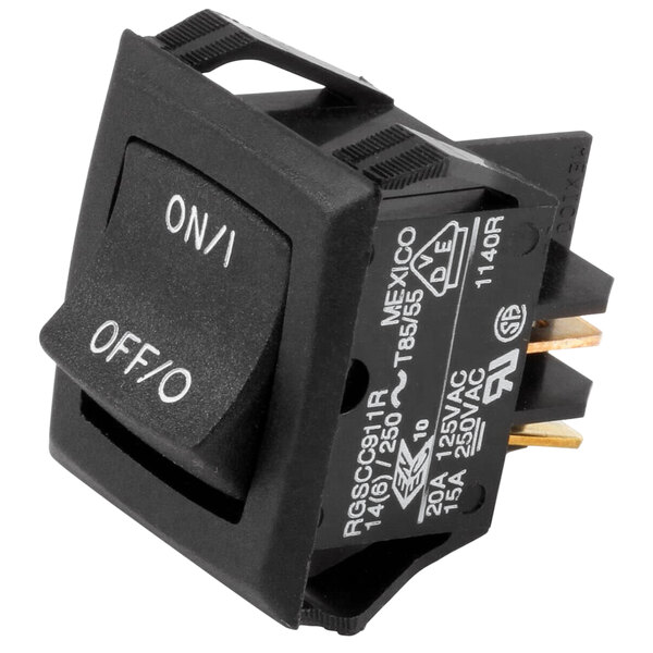 A black APW Wyott rocker switch with white text reading "On" and "Off"