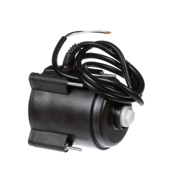 A close-up of a black Randell commercial refrigeration fan motor with wires.