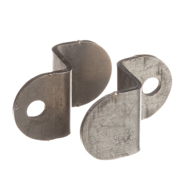 A pair of Randell metal shelf clips.