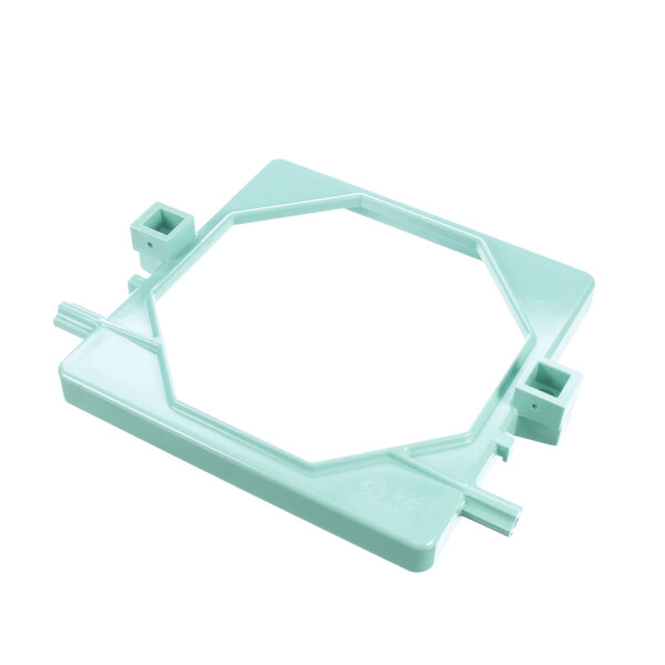 A hexagon-shaped white plastic frame with a green lid.