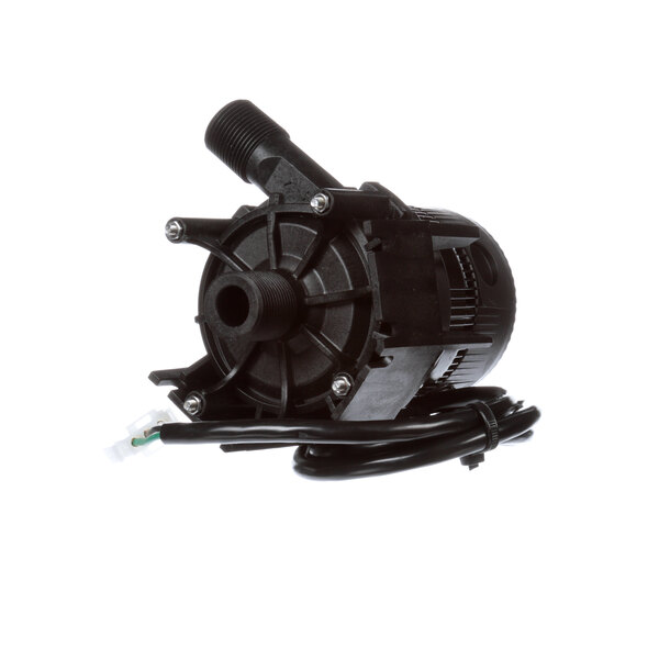 A black electric motor with wires.