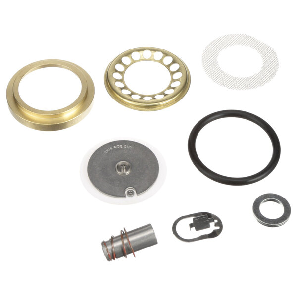 A Stero repair kit for a circular metal object with a metal circle.