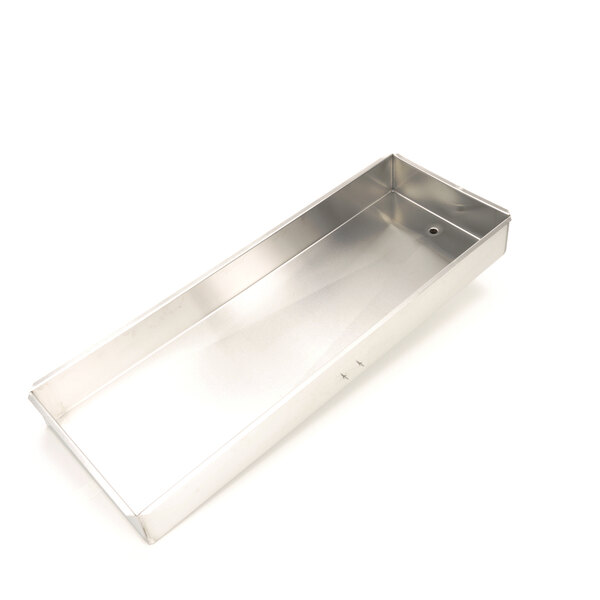A silver rectangular Randell tank pan with a handle.