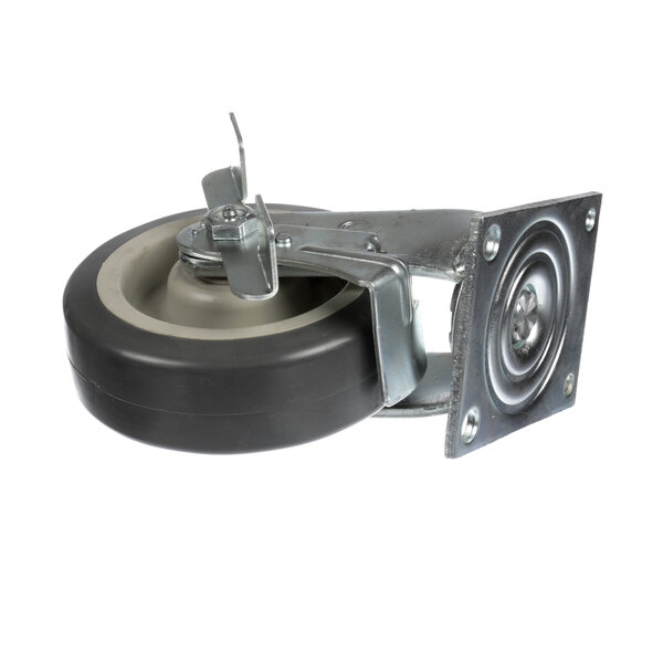 A Metro RP6-SWIVEL swivel caster with a black rubber wheel and silver metal base.