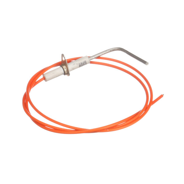 An orange wire with a white tip and tube.