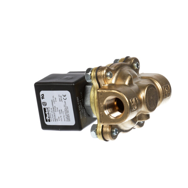 A Revent solenoid valve with a gold metal cover.