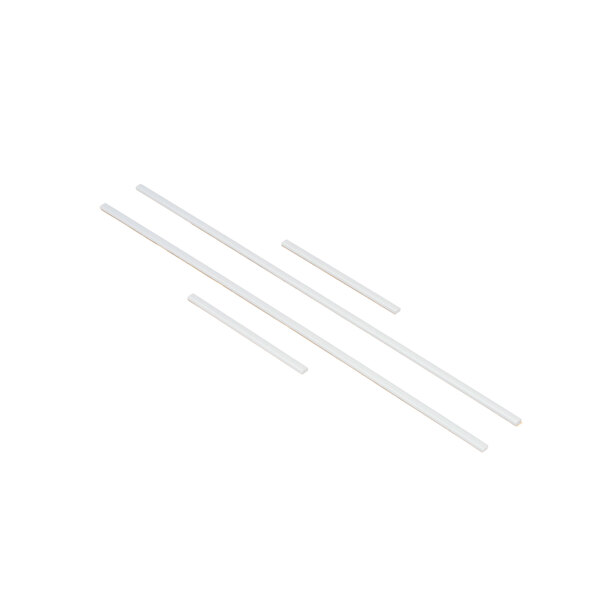 A group of white plastic straws with sticks.
