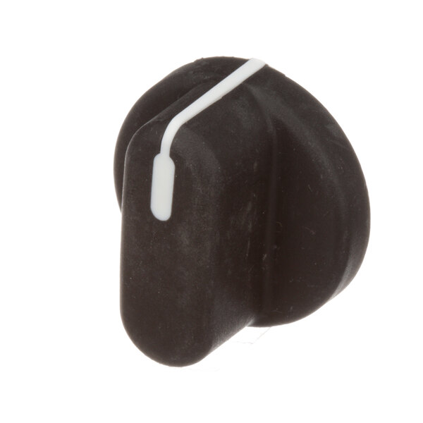 A black knob with white trim on a white background.