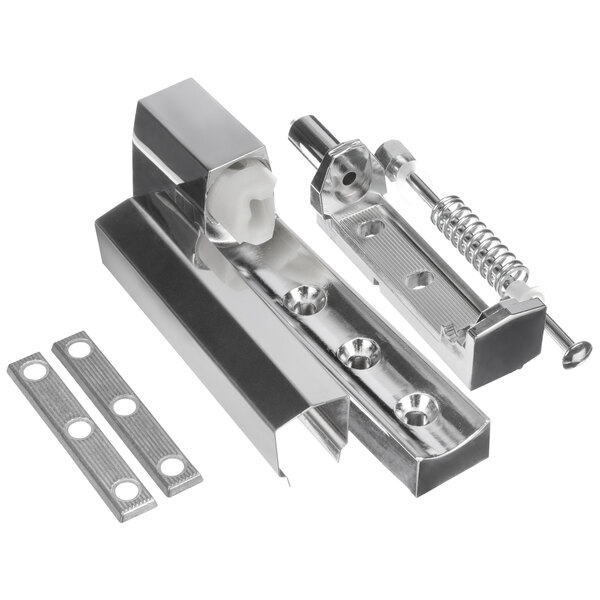 A close-up of a Component Hardware stainless steel Edgemount hinge spring.
