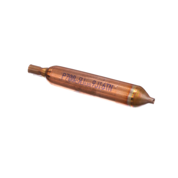 A copper cylinder with black text reading "Master-Bilt 09-10045 Drier" on it.