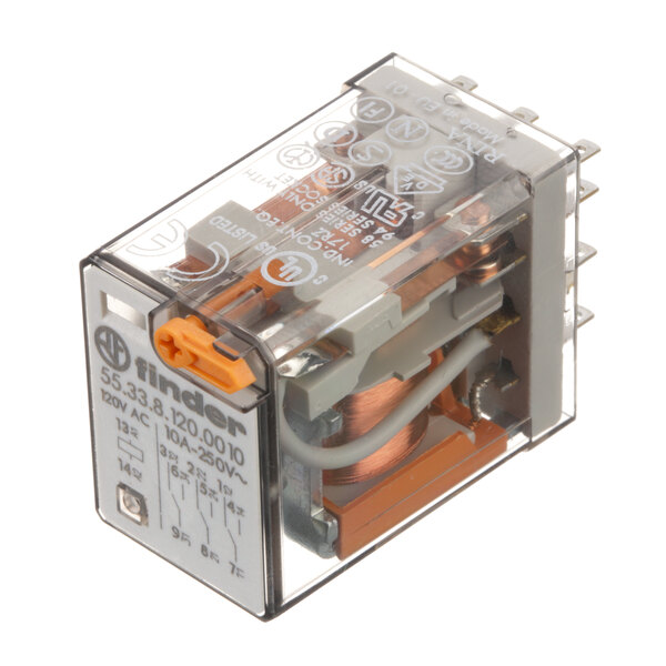 An Aerowerks 3 pole relay with a clear plastic case containing a small circuit board.